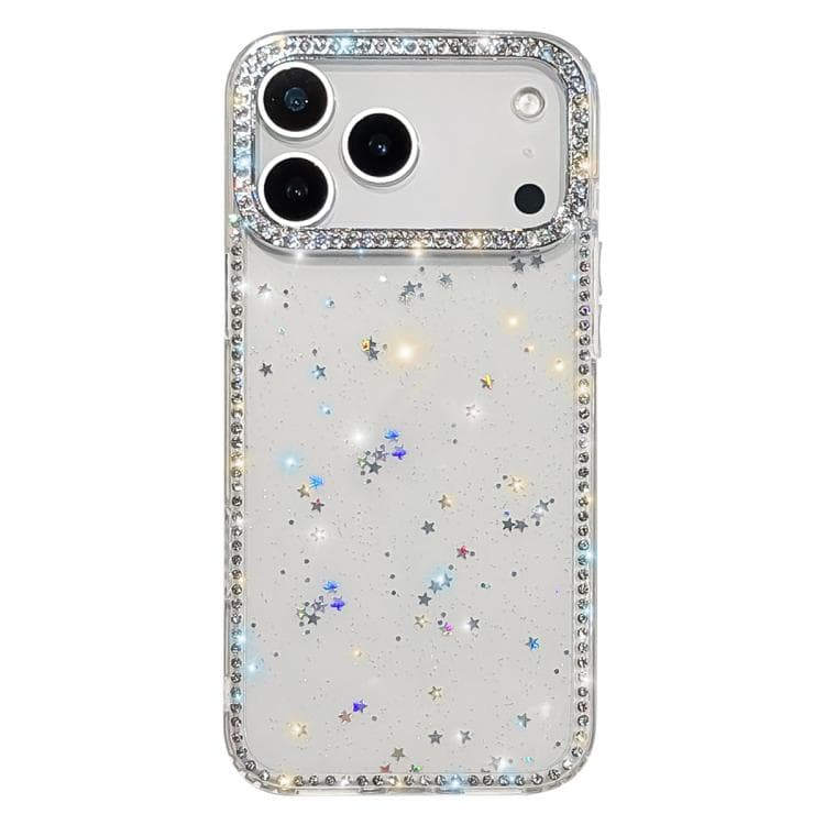 For iPhone 17 Pro Max Rhinestone Dual-side IMD PC Hybrid TPU Phone Case(Glitter Stars) - Immagine 1