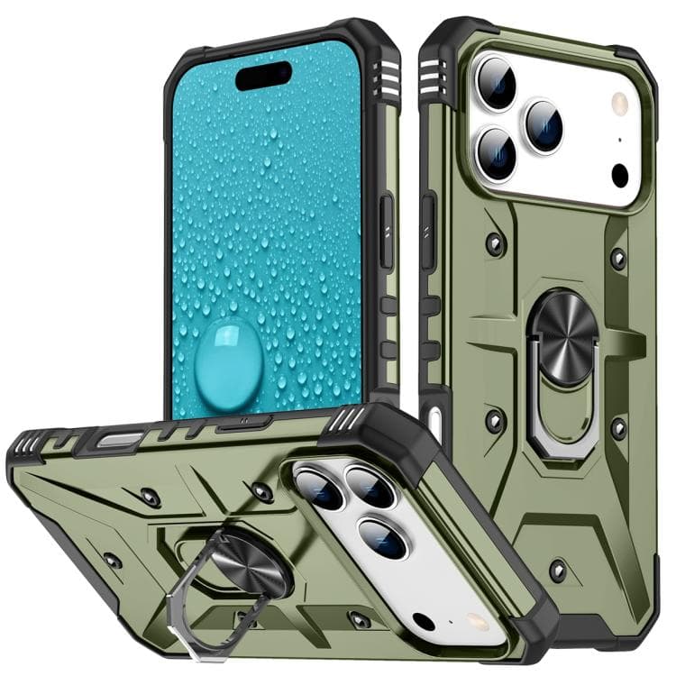 For iPhone 17 Pro Max Ring Holder Phone Case(Army Green) - Immagine 1