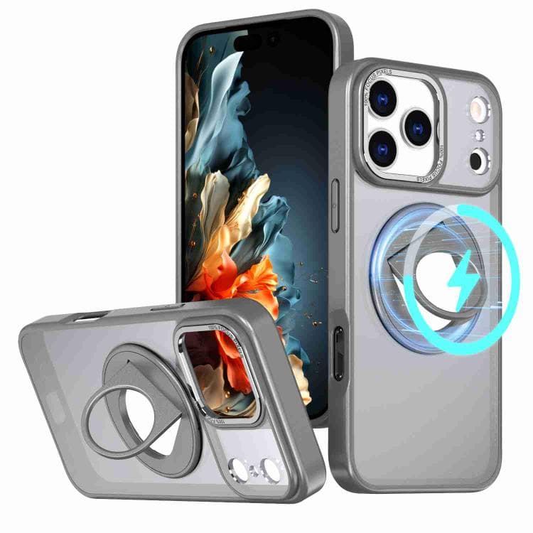 For iPhone 17 Pro Max Rotating Ring Magnetic Holder Phone Case(Titanium Grey) - Immagine 1