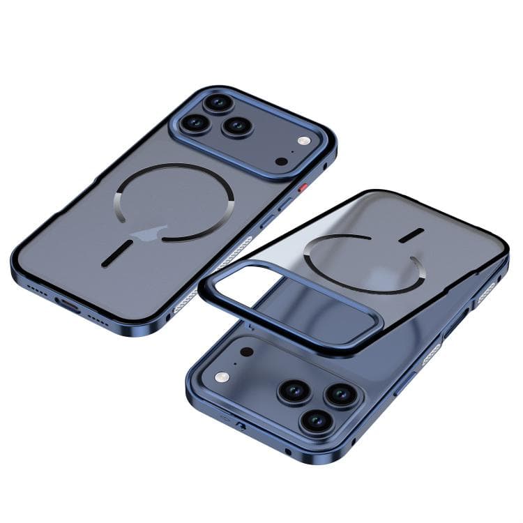 For iPhone 17 Pro Max Single-sided Snap Buckle Metal Frame Frosted MagSafe Phone Case(Titanium Blue) - Immagine 1