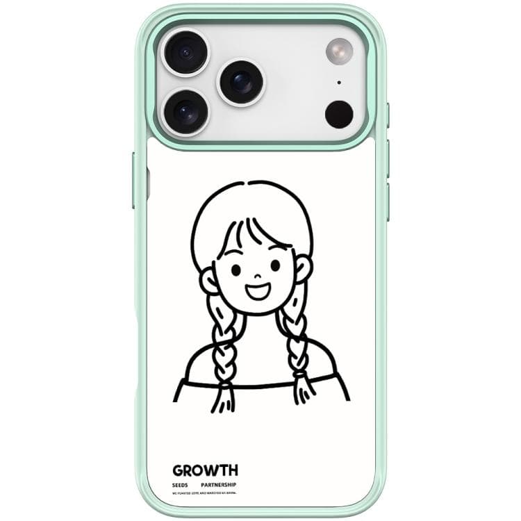 For iPhone 17 Pro Max Sketch Style Double Braided Hair Girl Pattern Magnetic Phone Case(Light Green) - Immagine 1