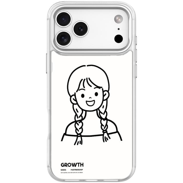 For iPhone 17 Pro Max Sketch Style Double Braided Hair Girl Pattern Magnetic Phone Case(Transparent White) - Immagine 1