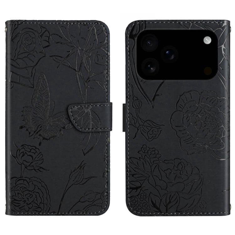 For iPhone 17 Pro Max Skin Feel Butterfly Embossed Flip Leather Phone Case(Black) - Immagine 1