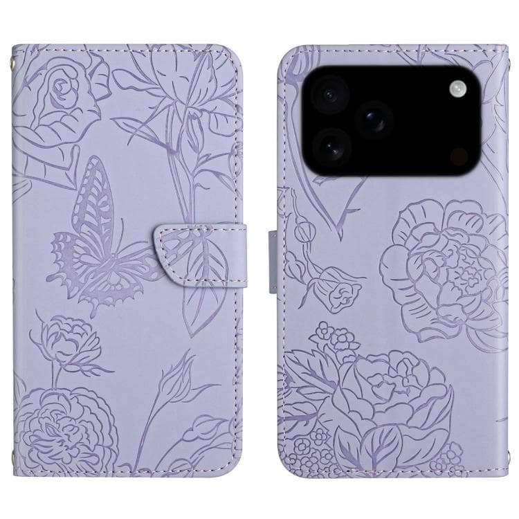 For iPhone 17 Pro Max Skin Feel Butterfly Embossed Flip Leather Phone Case(Purple) - Immagine 1