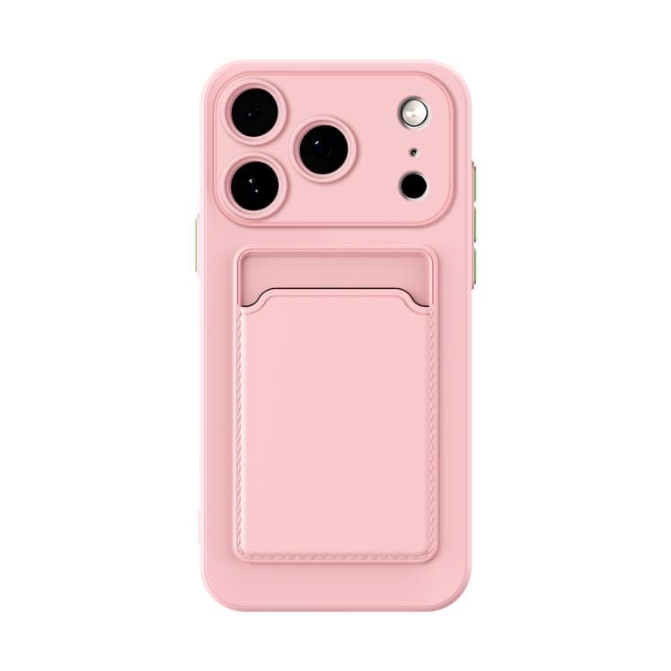For iPhone 17 Pro Max Skin Feel Card Contrast Color Button TPU Phone Case(Pink) - Immagine 1
