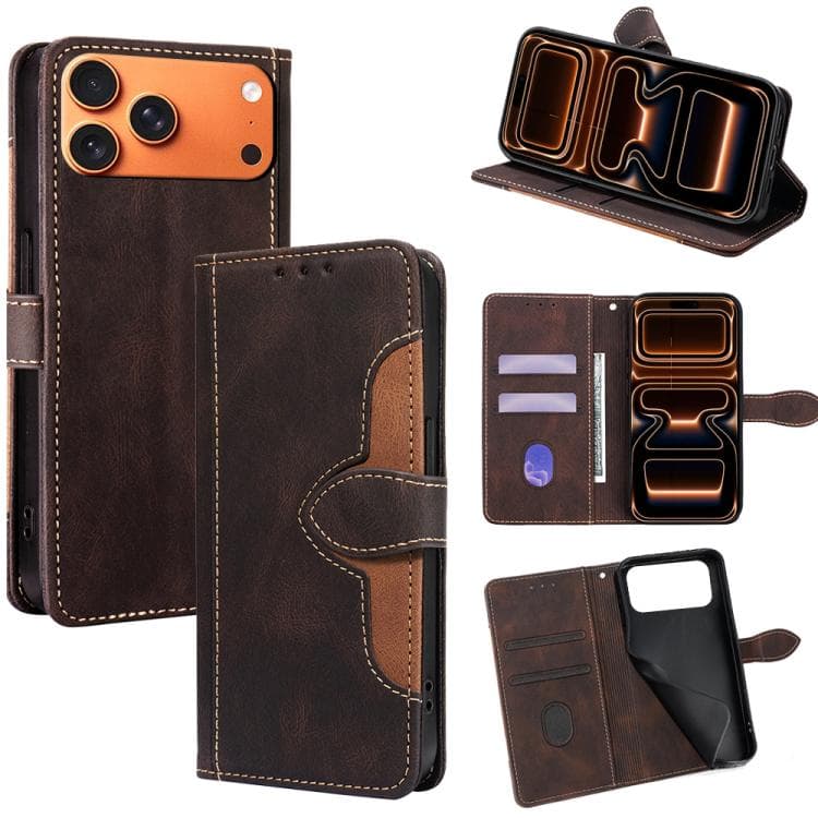 For iPhone 17 Pro Max Skin Feel Magnetic Buckle Leather Phone Case(Brown) - Immagine 1