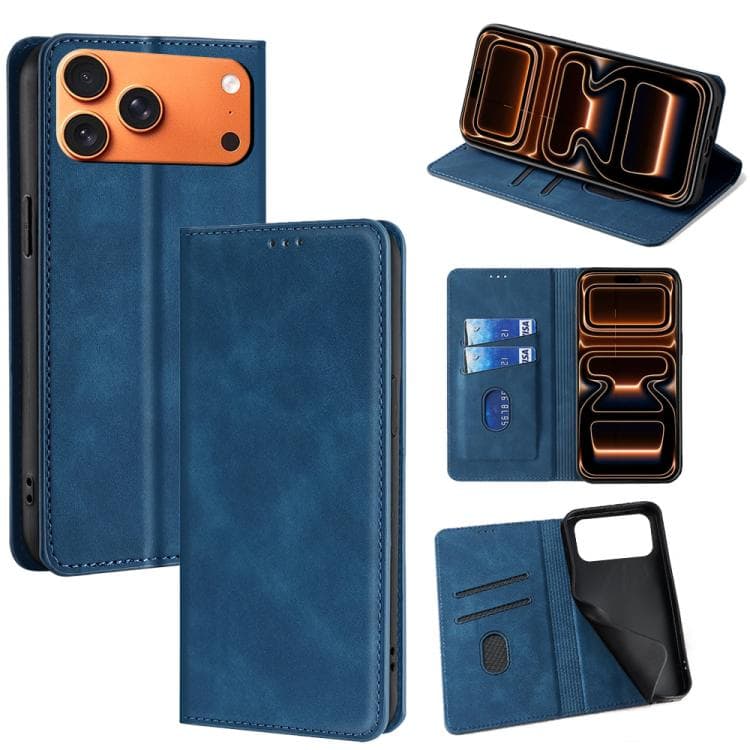 For iPhone 17 Pro Max Skin Feel Magnetic Leather Phone Case(Blue) - Immagine 1