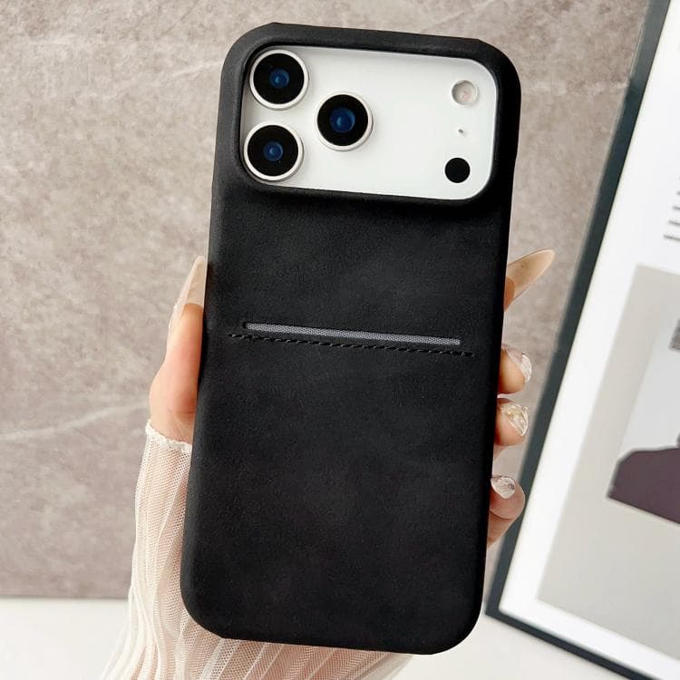 For iPhone 17 Pro Max Skin Feel Sheepskin Card Slot Phone Case(Black) - Immagine 1