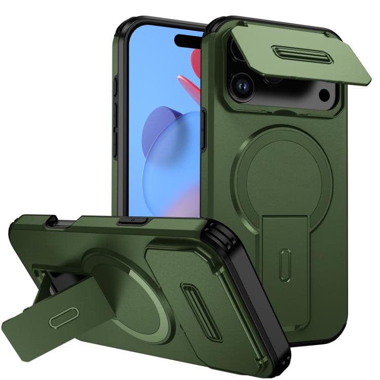 For iPhone 17 Pro Max Sliding Camshield MagSafe Holder Phone Case(Green) - Immagine 1