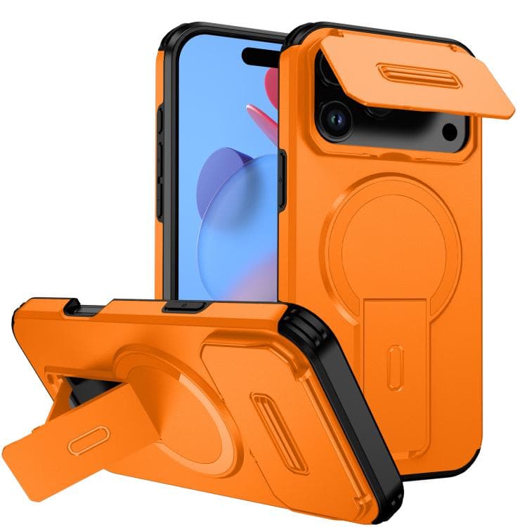 For iPhone 17 Pro Max Sliding Camshield MagSafe Holder Phone Case(Orange) - Immagine 1