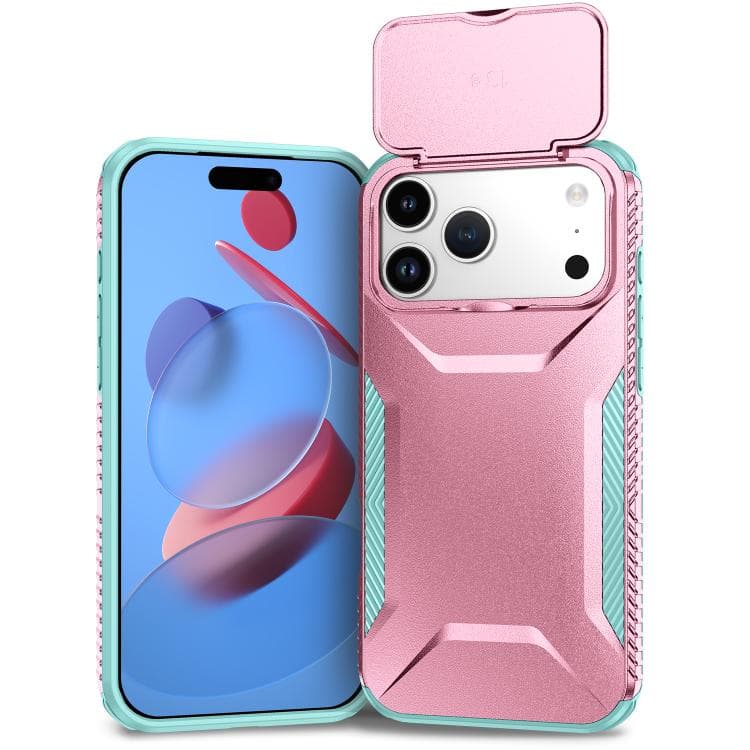 For iPhone 17 Pro Max Sliding Camshield Phone Case(Grey Green + Pink) - Immagine 1