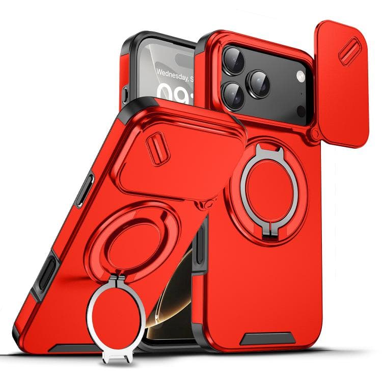 For iPhone 17 Pro Max Sliding Camshield Ring Holder Phone Case(Red) - Immagine 1