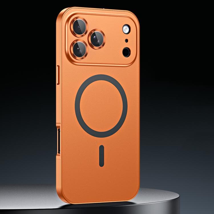 For iPhone 17 Pro Max Spring Buckle MagSafe Magnetic Metal Phone Case(Orange) - Immagine 1
