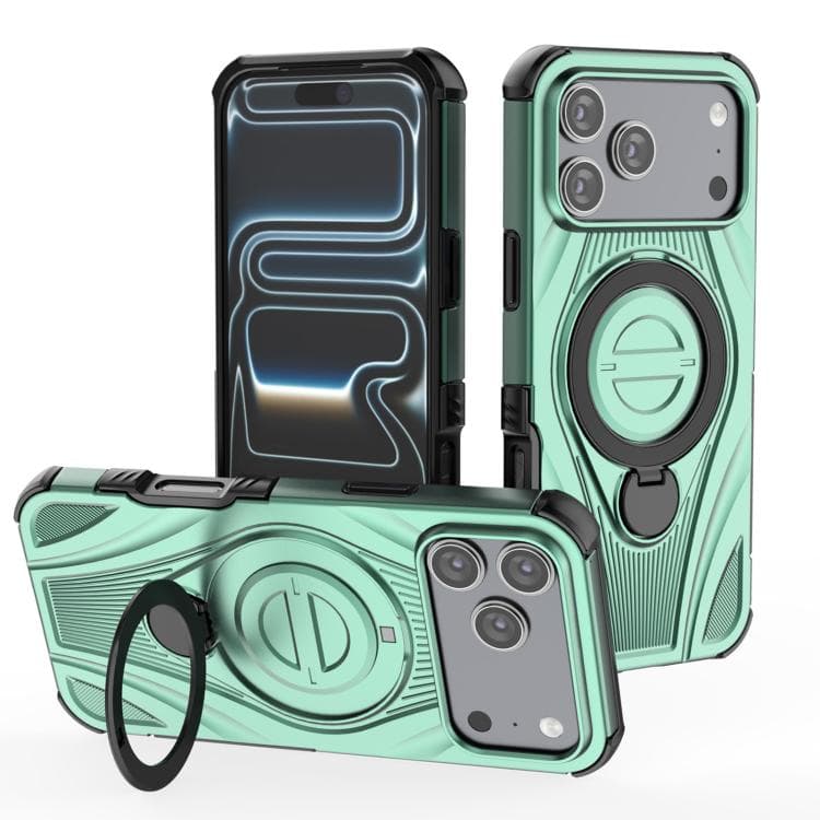 For iPhone 17 Pro Max Star Ring Metallic Pivot Bracket Magnetic Phone Case(Green) - Immagine 1