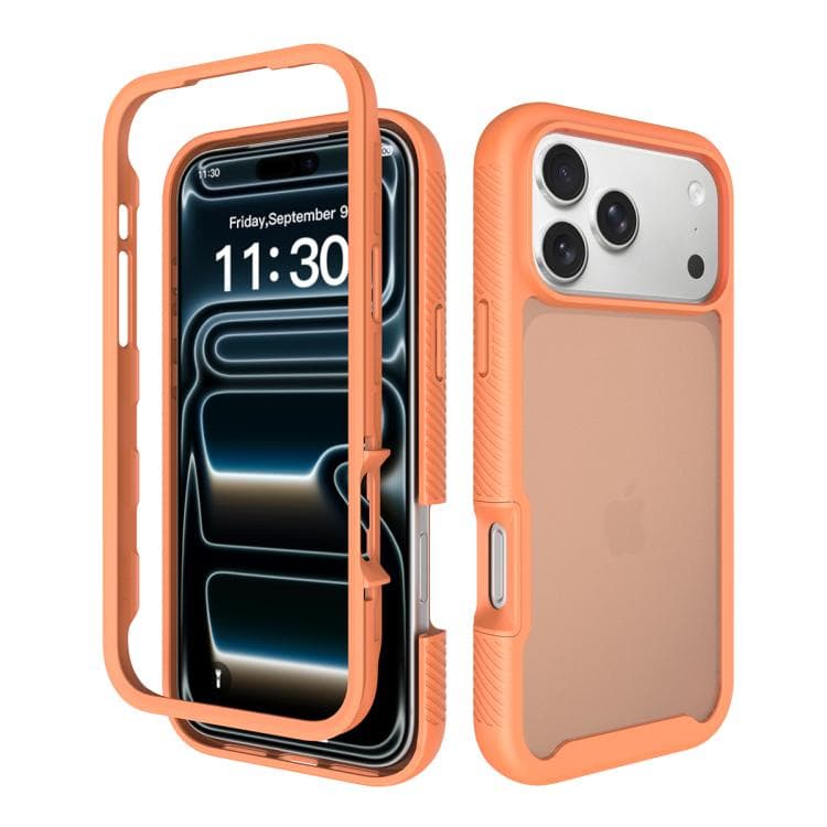For iPhone 17 Pro Max Starry Sky Matte Two-Tone Shockproof TPU Hybrid PC Phone Case(Orange) - Immagine 1