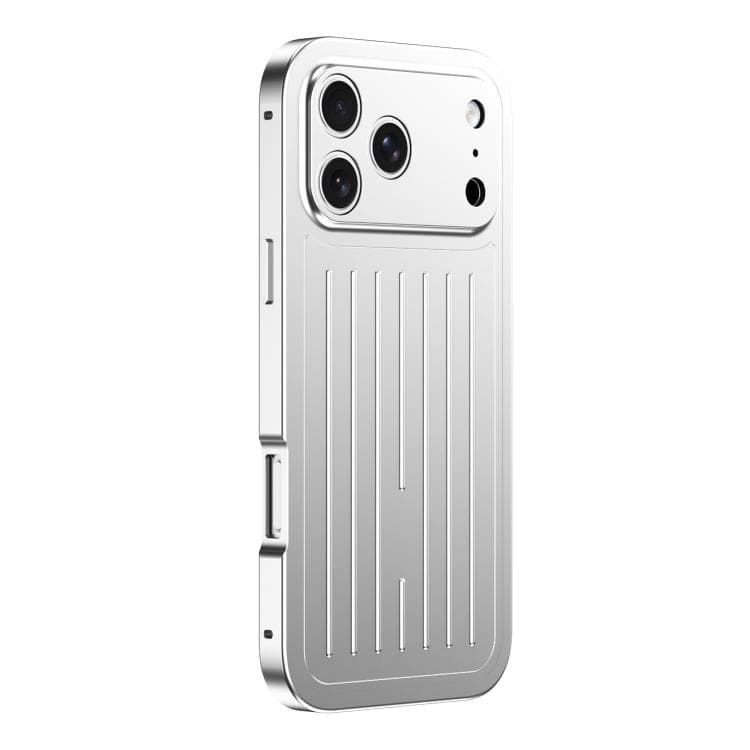 For iPhone 17 Pro Max Suitcase Texture Magnetic King Series Aluminum Alloy Phone Case with Tempered Glass Film(Silver) - Immagine 1