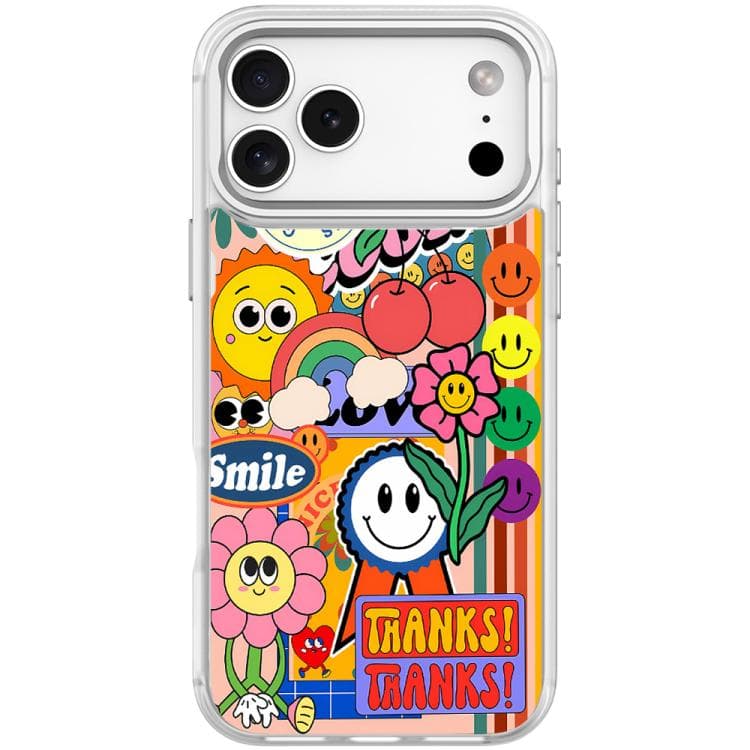 For iPhone 17 Pro Max Thanks Sunflower Pattern Magnetic Phone Case(Transparent White) - Immagine 1