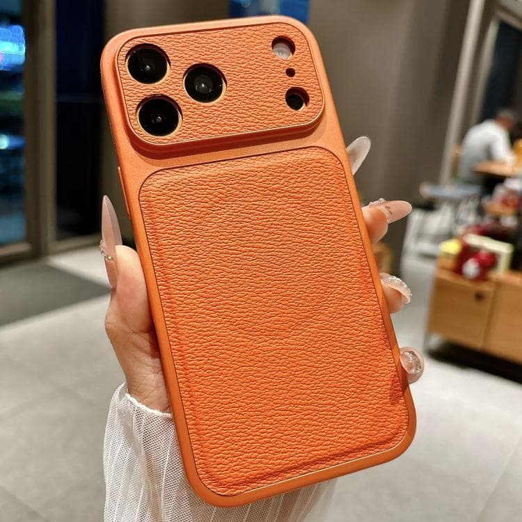 For iPhone 17 Pro Max Transforms Into 17 Large Window Litchi Texture Magnetic Phone Case(Orange)