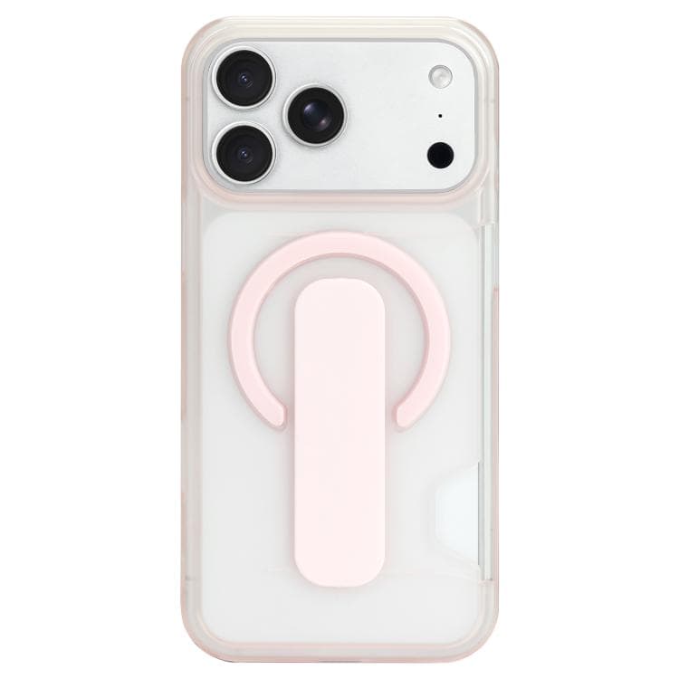 For iPhone 17 Pro Max Translucent Holder Card Slot Magnetic Phone Case(Pink) - Immagine 1