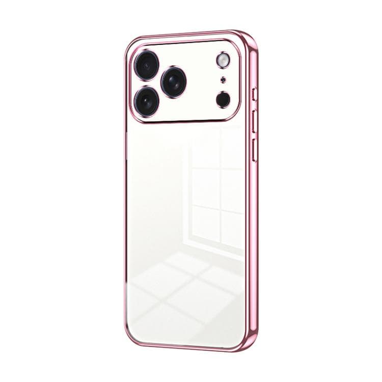 For iPhone 17 Pro Max Transparent Plating Fine Hole Phone Case(Pink) - Immagine 1