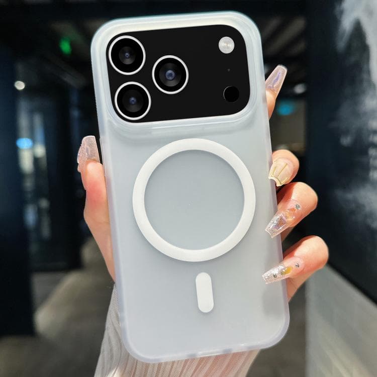 For iPhone 17 Pro Max Transparent TPU Hybrid PC Magsafe Phone Case(White) - Immagine 1