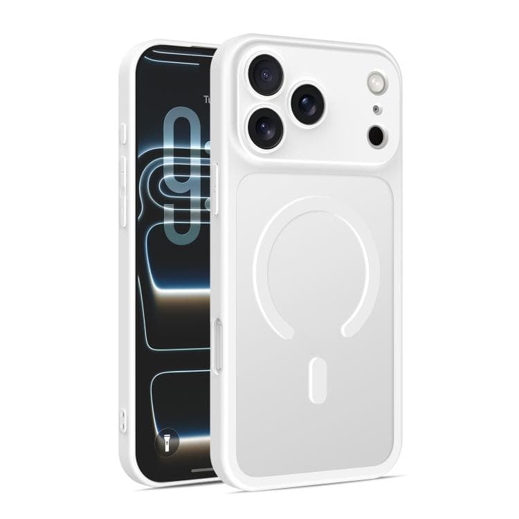 For iPhone 17 Pro Max Ultra-thin Frosted Magnetic TPU Hybrid PC Phone Case(White) - Immagine 1