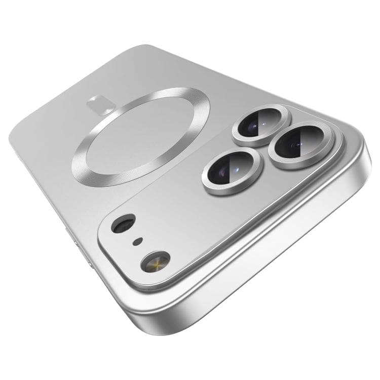 For iPhone 17 Pro Max Ultra thin Metallic TPU MagSafe Phone Case with Lens Film(Silver) - Immagine 1