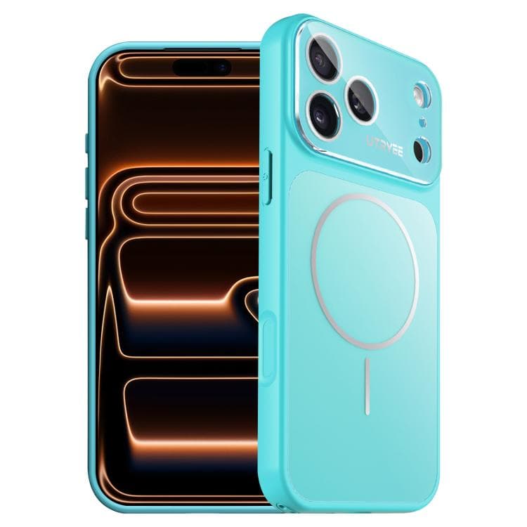 For iPhone 17 Pro Max UTRYEE Leather Veneer Magnetic AG Phone Case(Light Blue) - Immagine 1
