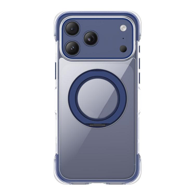 For iPhone 17 Pro Max Vacuum-Sealed Transparent Airbag Magnetic Rotation Holder Acrylic Phone Case(Blue) - Immagine 1