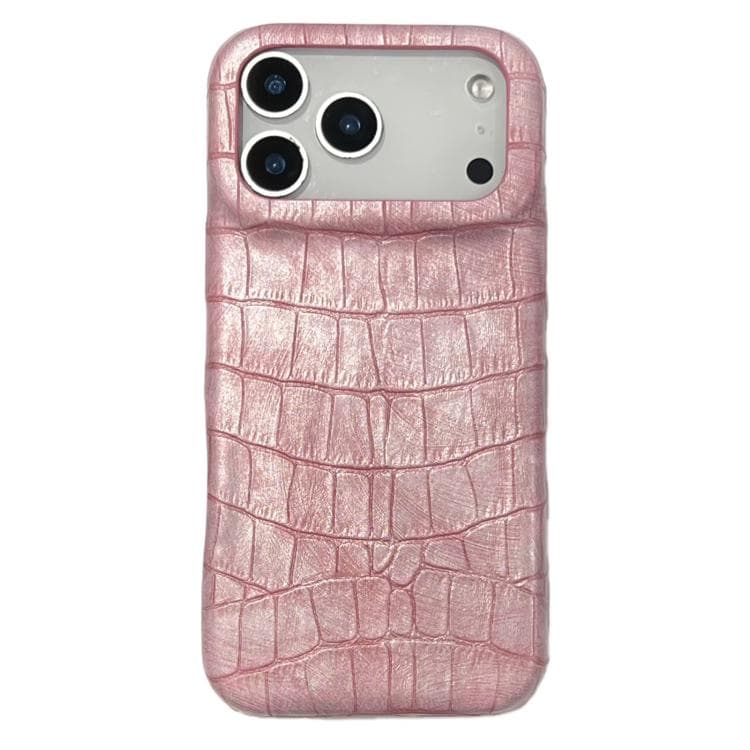 For iPhone 17 Pro Max Vintage Crocodile Texture Shockproof Vegan Leather Phone Case(Pink) - Immagine 1