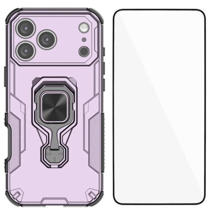 For iPhone 17 Pro Max WANLONFENG Metal Kickstand Phone Case with Screen Protector(Purple) - Immagine 1