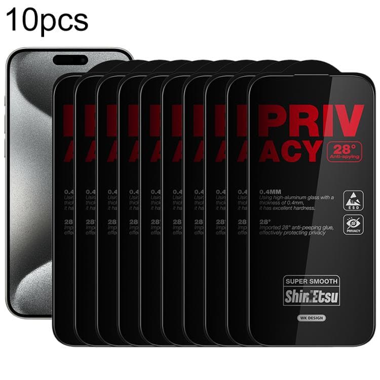 For iPhone 17 Pro Max WK WTP-138 10pcs 6D Curved Dustproof Privacy Tempered Glass Film(Black) - Immagine 1