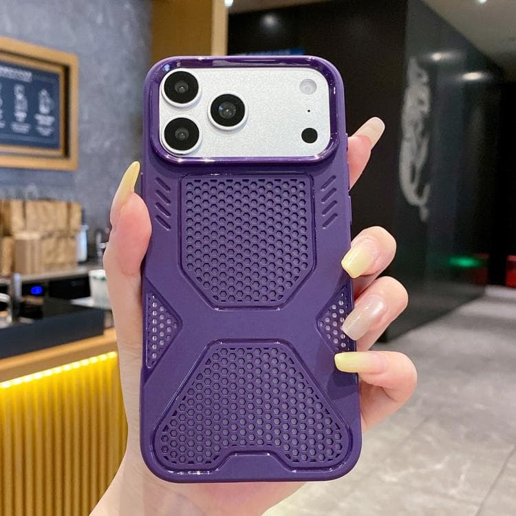 For iPhone 17 Pro Max X Armor Heat Dissipation TPU Phone Case(Purple) - Immagine 1