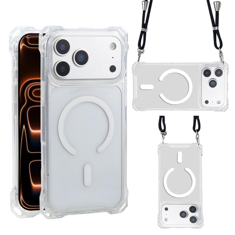 For iPhone 17 Pro Max XDcase Four-Corner Hole Shockproof Magnetic Phone Case, Lanyard Not Included(Transparent) - Immagine 1