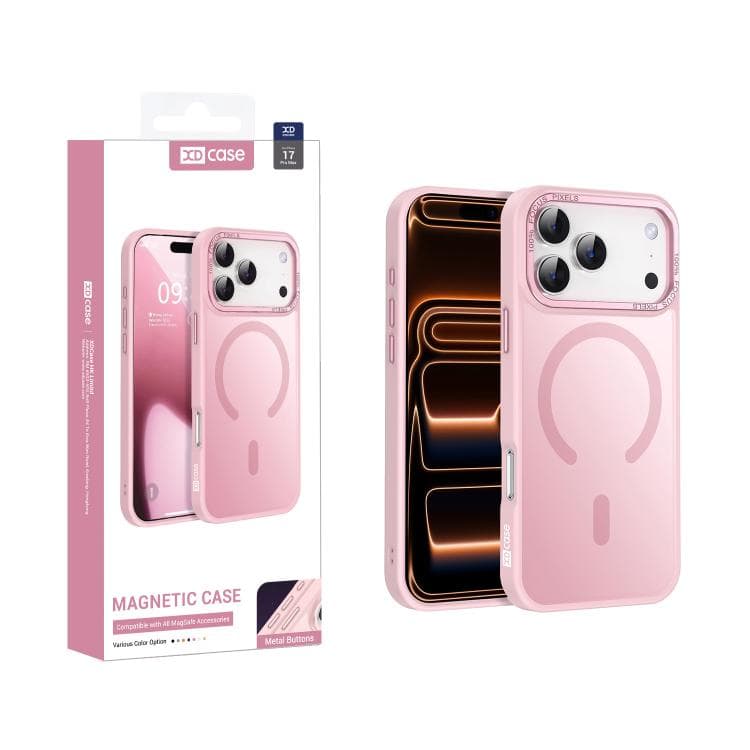 For iPhone 17 Pro Max XDcase Metal Lens Frame Skin Feel Magnetic Phone Case(Pink) - Immagine 1