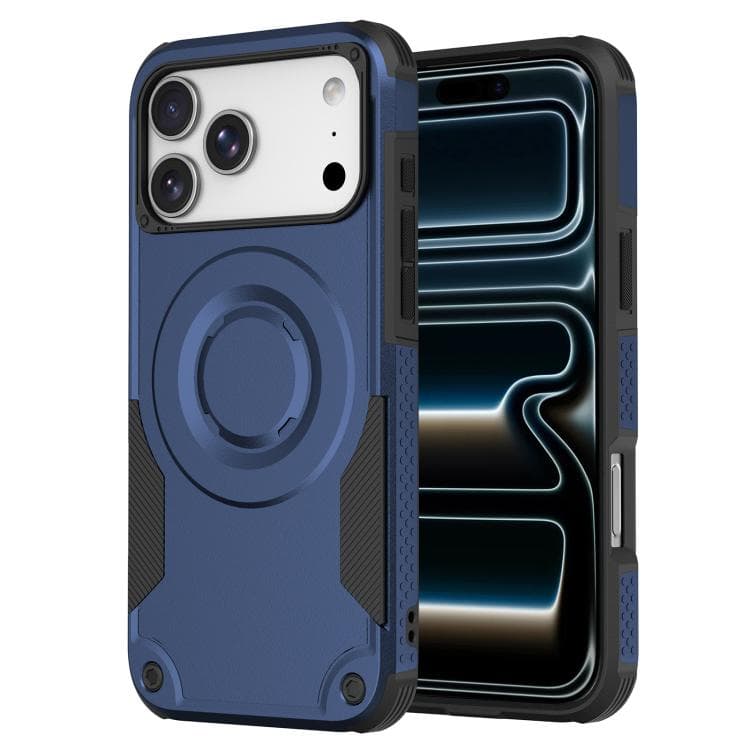 For iPhone 17 Pro Metallic Paint Magnetic PC Hybrid TPU Phone Case(Blue) - Immagine 1