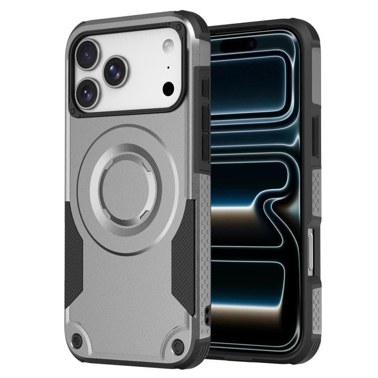 For iPhone 17 Pro Metallic Paint Magnetic PC Hybrid TPU Phone Case(Titanium Grey) - Immagine 1