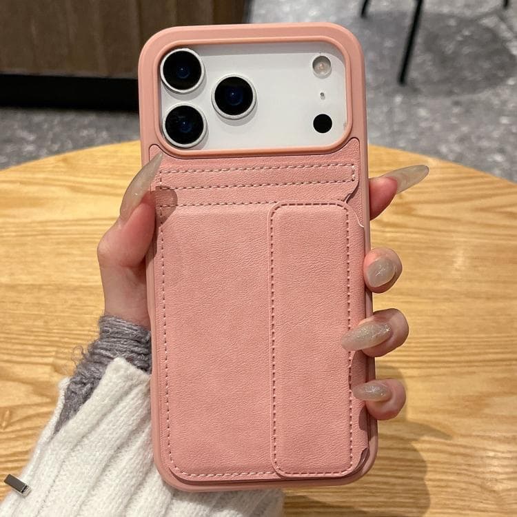 For iPhone 17 Pro Multifunctional Premium Card Bag Holder Phone Case(Pink) - Immagine 1