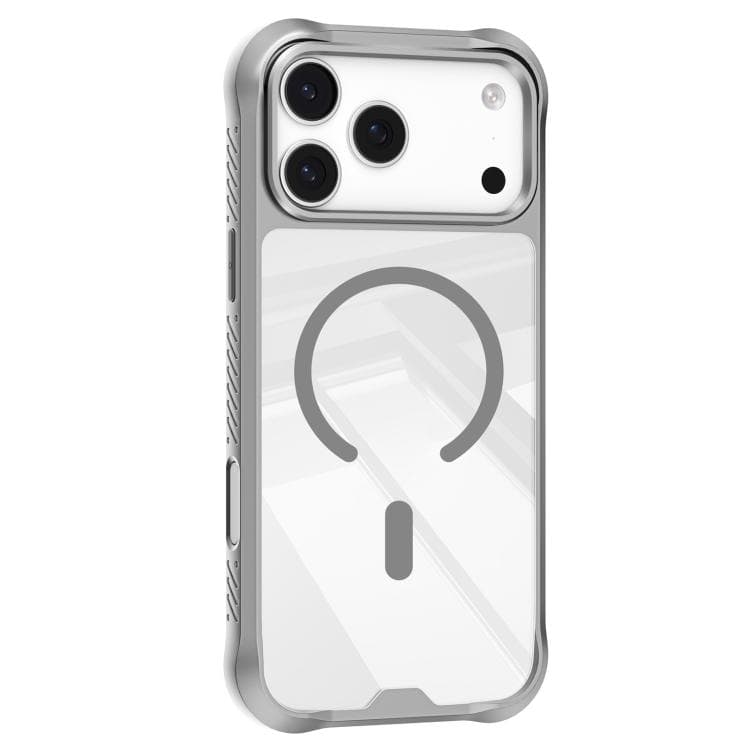 For iPhone 17 Pro Mutural Clear Armor Series MagSafe PC Hybrid TPU Phone Case(Light Grey) - Immagine 1