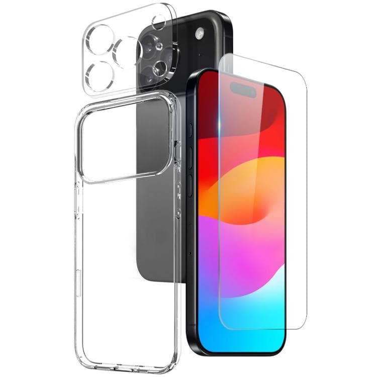For iPhone 17 Pro NORTHJO 3 in 1 TPU Phone Case with Screen Film and Lens Film(Clear) - Immagine 1