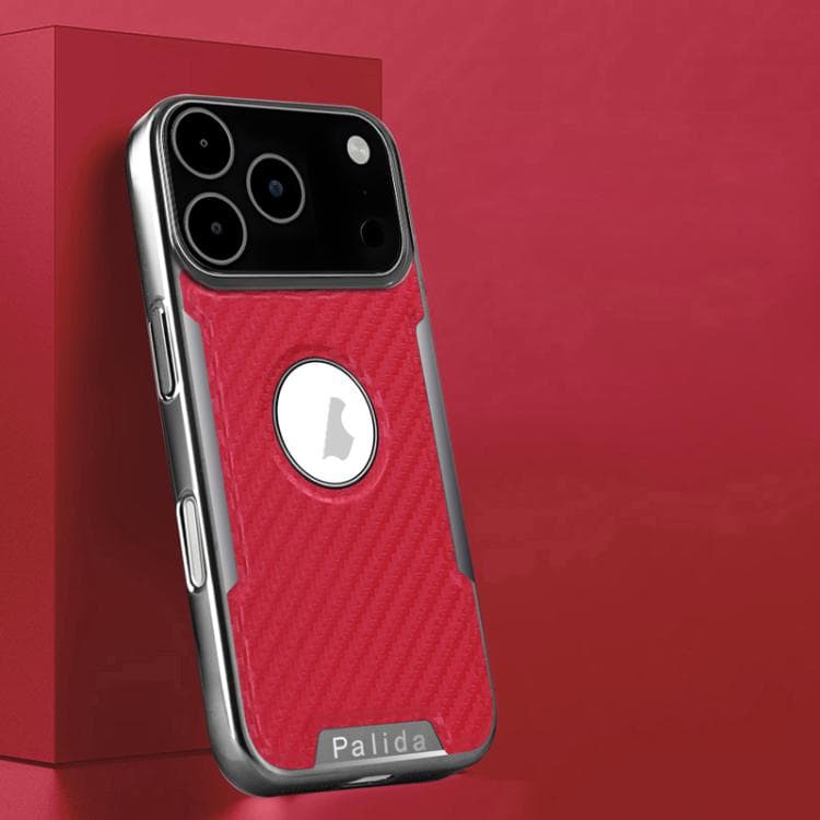 For iPhone 17 Pro Palida Y7 Electroplated Carbon Fiber Texture Lens Film Phone Case(Red) - Immagine 1
