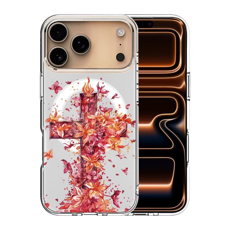 For iPhone 17 Pro Pattern Printing TPU + PC Magnetic Shockproof Phone Case(Cross 017) - Immagine 1