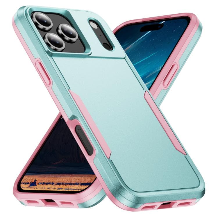 For iPhone 17 Pro Pioneer Armor Heavy Duty PC + TPU Phone Case(Green+Pink) - Immagine 1