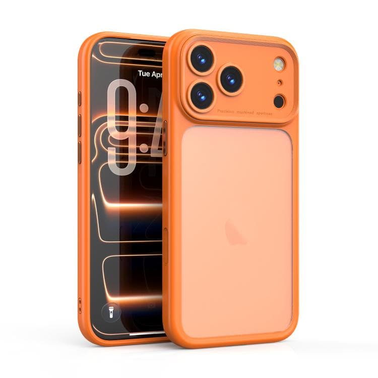 For iPhone 17 Pro Precision Hole PC Transparent Shockproof Phone Case(Orange) - Immagine 1