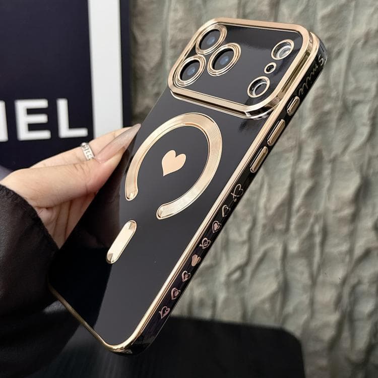 For iPhone 17 Pro Pupil Side Electroplated Loves MagSafe TPU Phone Case(Black) - Immagine 1