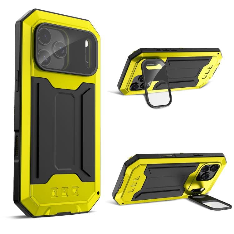 Custodia per iPhone 17 Pro R-JUST con fotocamera scorrevole, impermeabile IP54, in giallo - Immagine 1