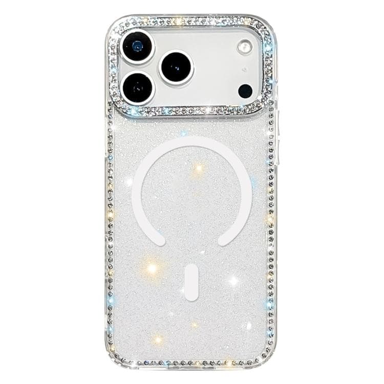 For iPhone 17 Pro Rhinestone Dual-side IMD PC Hybrid TPU Magnetic Phone Case(Glitter Transparent) - Immagine 1