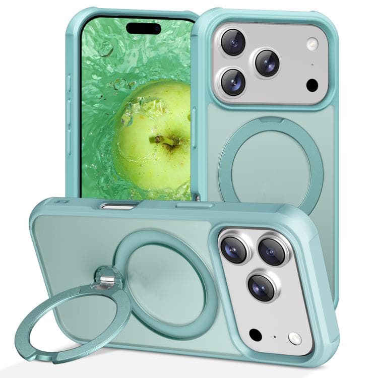 For iPhone 17 Pro Rotating Pivot Bracket Magnetic Phone Case(Lake Blue) - Immagine 1