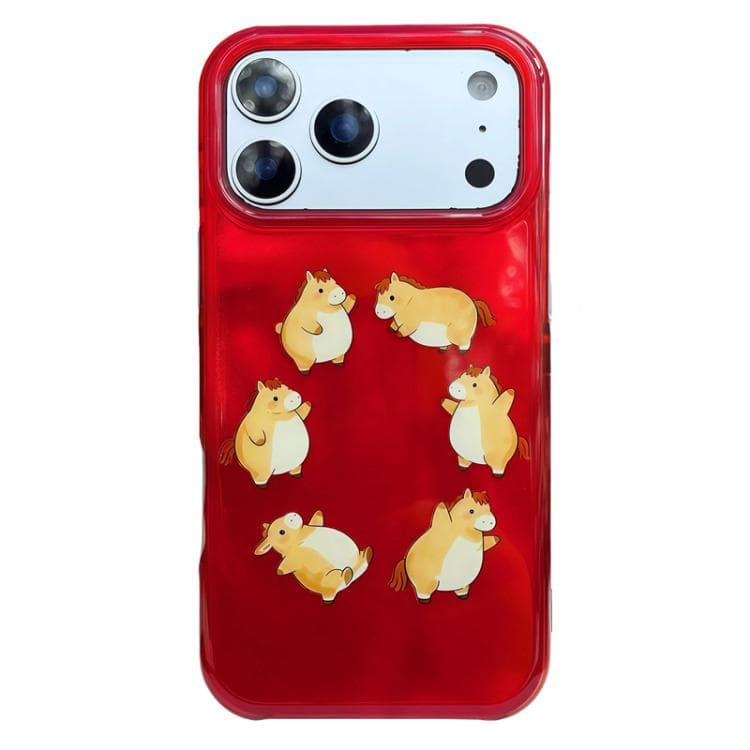 For iPhone 17 Pro Rounded Edge IMD Pattern TPU Phone Case(New Year Red Horses) - Immagine 1