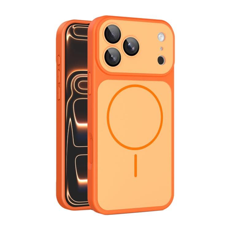 For iPhone 17 Pro Shield Contrast Color Magnetic Phone Case with Lens Protector(Orange) - Immagine 1